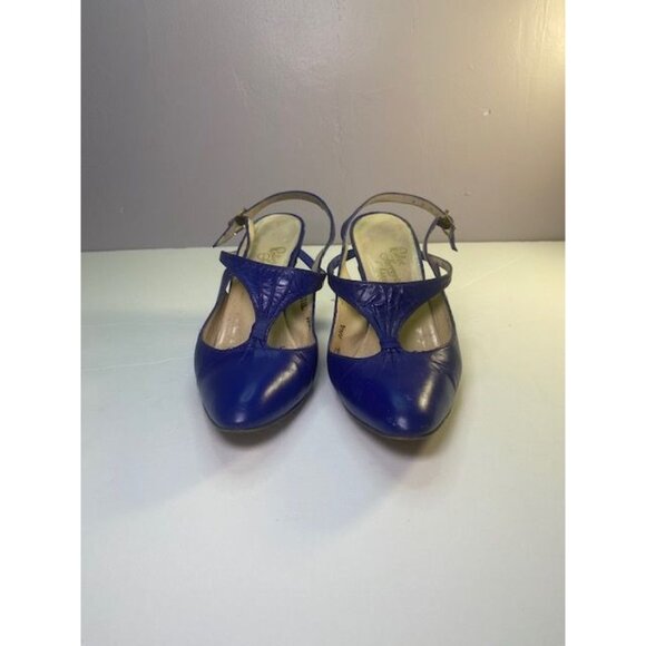 Vintage Royal Blue Strappy Heels Rosina Ferragamo Schiavone - Size 4  Fun & Fab - Picture 2 of 15